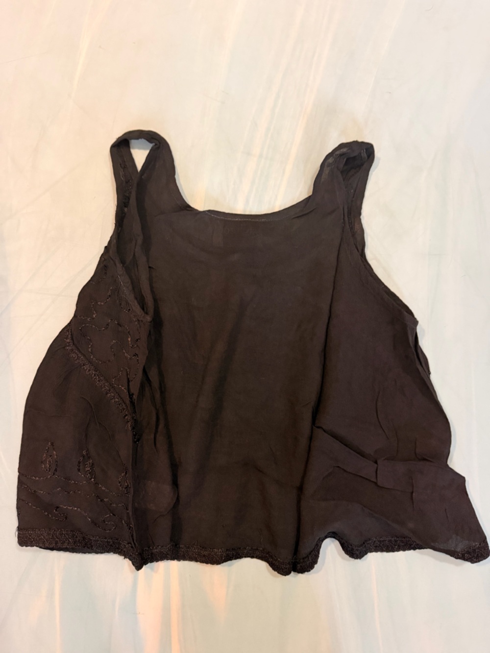 Rhea Festival Black Embroidered Scoop-Neck tank top - oversized NWT 100% Viscose - Picture 2 of 7